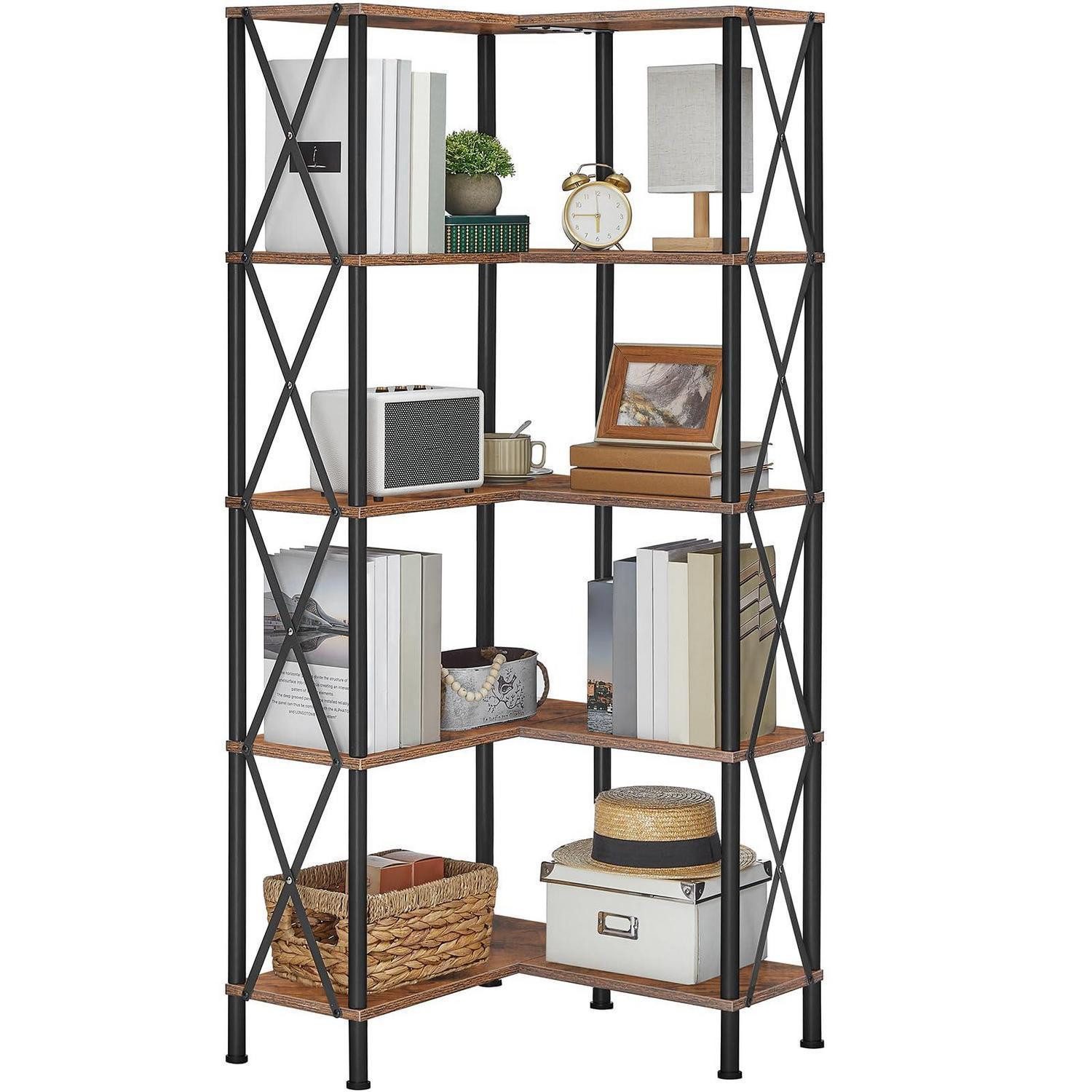 LuxusKollektion Eckregal Eckregal 5-Ebenen Vintagebraun, 1-tlg.