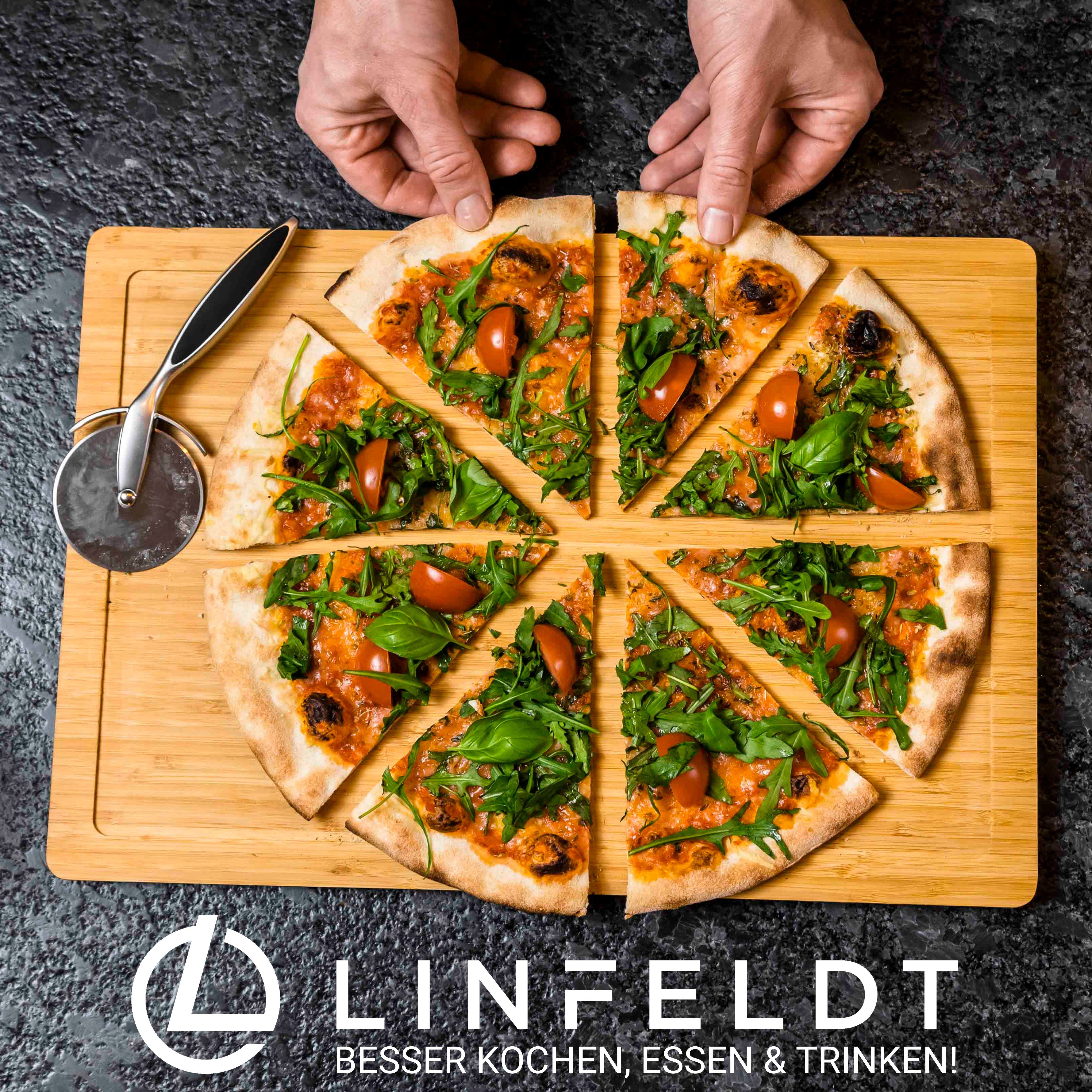 - LINFELDT Pizzaschneider Ergonomischer Griff, Spülmaschinengeeignet - Cutter Pizzaroller Pizza