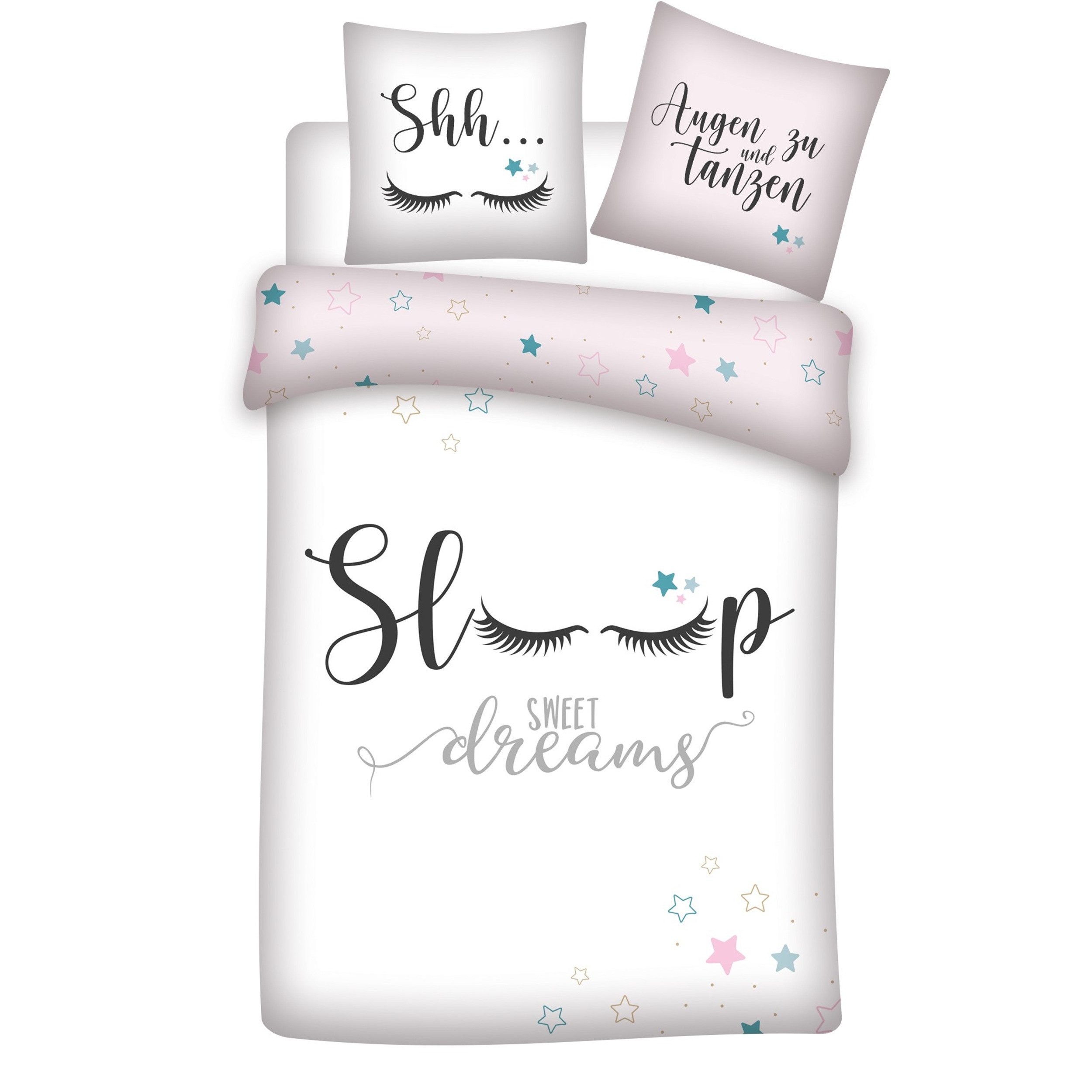 Familando Jugendbettwäsche "Sleep" Sweet Dreams Rosa 135x200 80x80 cm für M günstig online kaufen