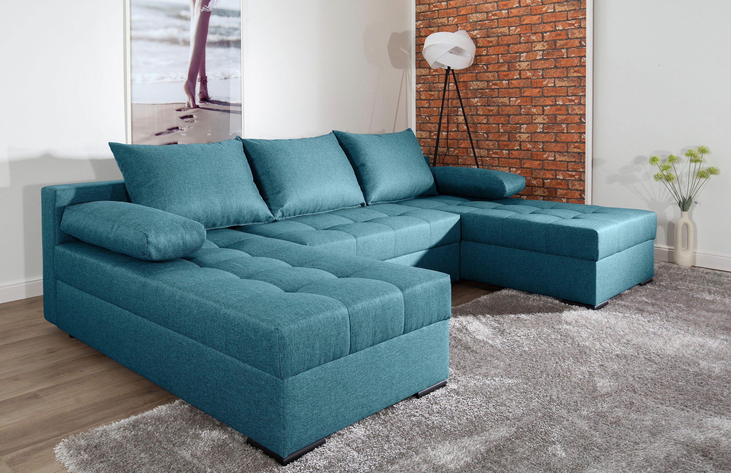 COLLECTION AB Wohnlandschaft Josy U-Form, B: 269 cm, Schlaffunktion & Bettkasten, Federkern