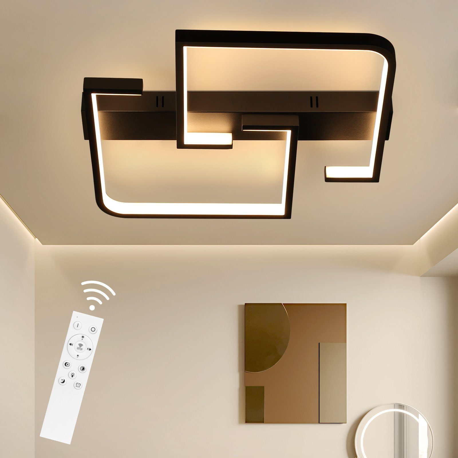 Nettlife LED Deckenleuchte Schwarz Dimmbar Wohnzimmer günstig online kaufen