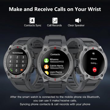 Bebinca Smartwatch (1,3 Zoll, Andriod iOS), Herren Sport Freisprechanrufe tätigen und empfangen Bluetooth