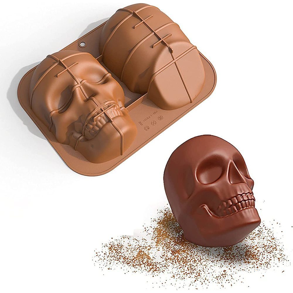 GelldG Muffinform Halloween 3D Silikonform, Totenkopf-Backform, Schädel-Silikon-Form