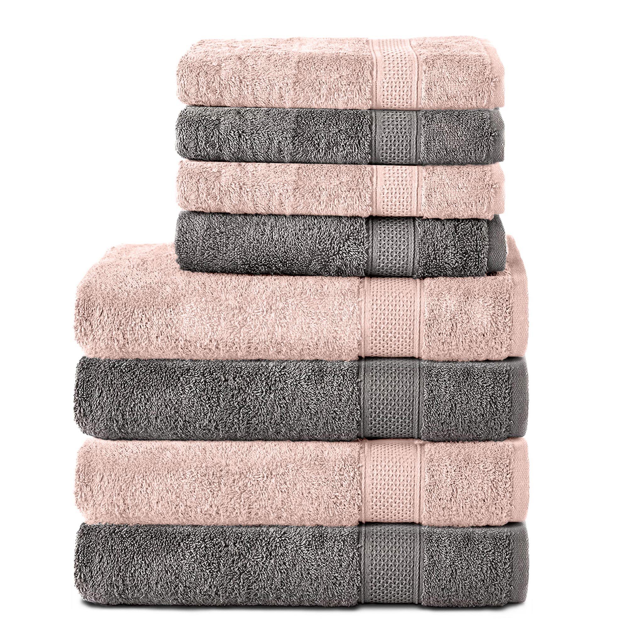 Handtuch Set 100% Baumwolle, 4 Badetücher 70x140 und 4 Handtücher 50x100 cm