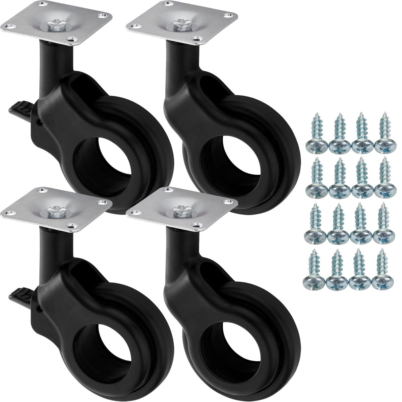 SO-TECH® Möbelrolle 4x Möbelrollen ohne Bremse inkl. Schraubenset, (4-St), mit / ohne Bremse (Feststeller), belastbar bis 30 kg pro Rolle