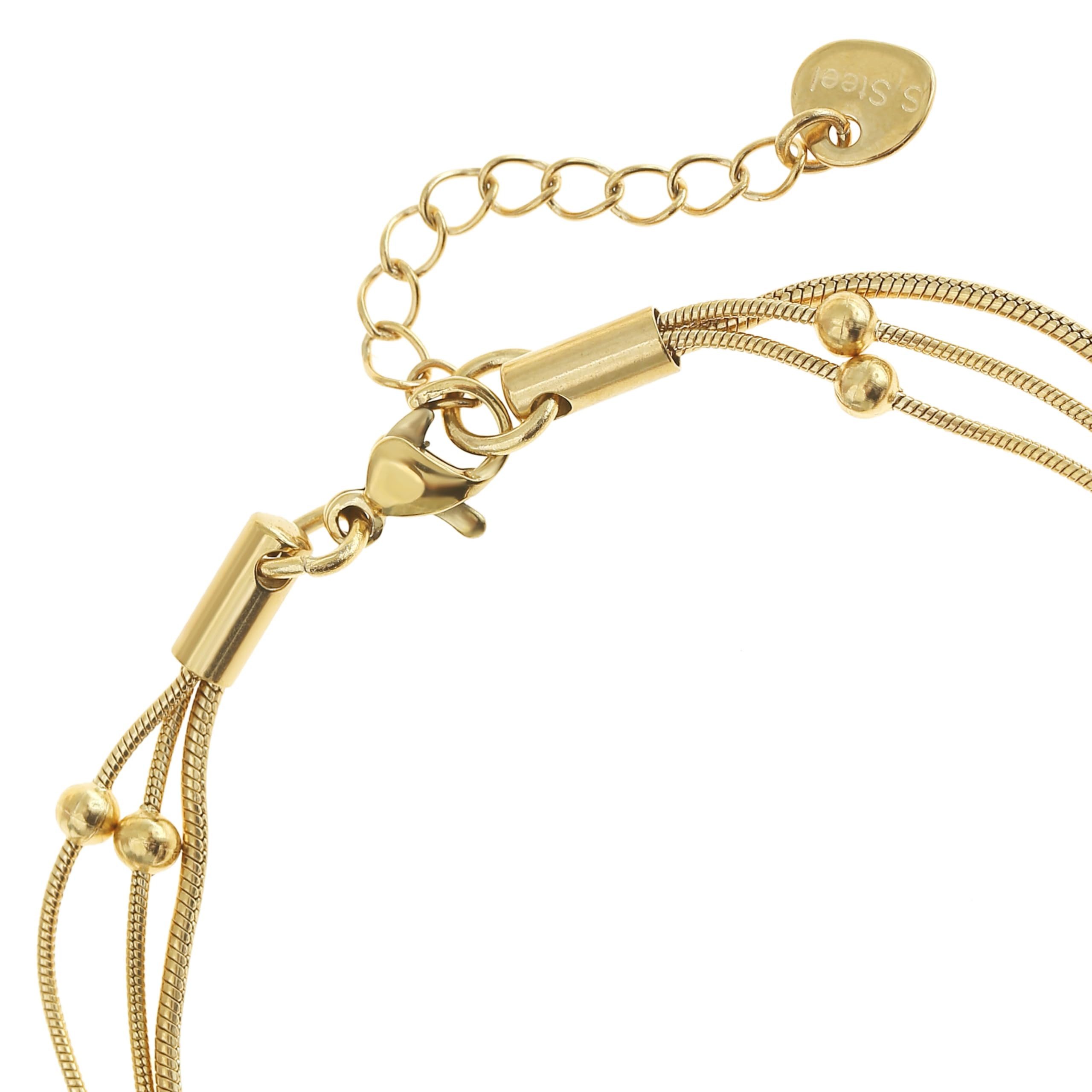 Made by Nami Edelstahlarmband Mehrreihig in Silber oder Gold aus Chirurgischem Edelstahl 16 + 3 cm, Perlenarmband Damen Hypoallergen Wasserfester Schmuck