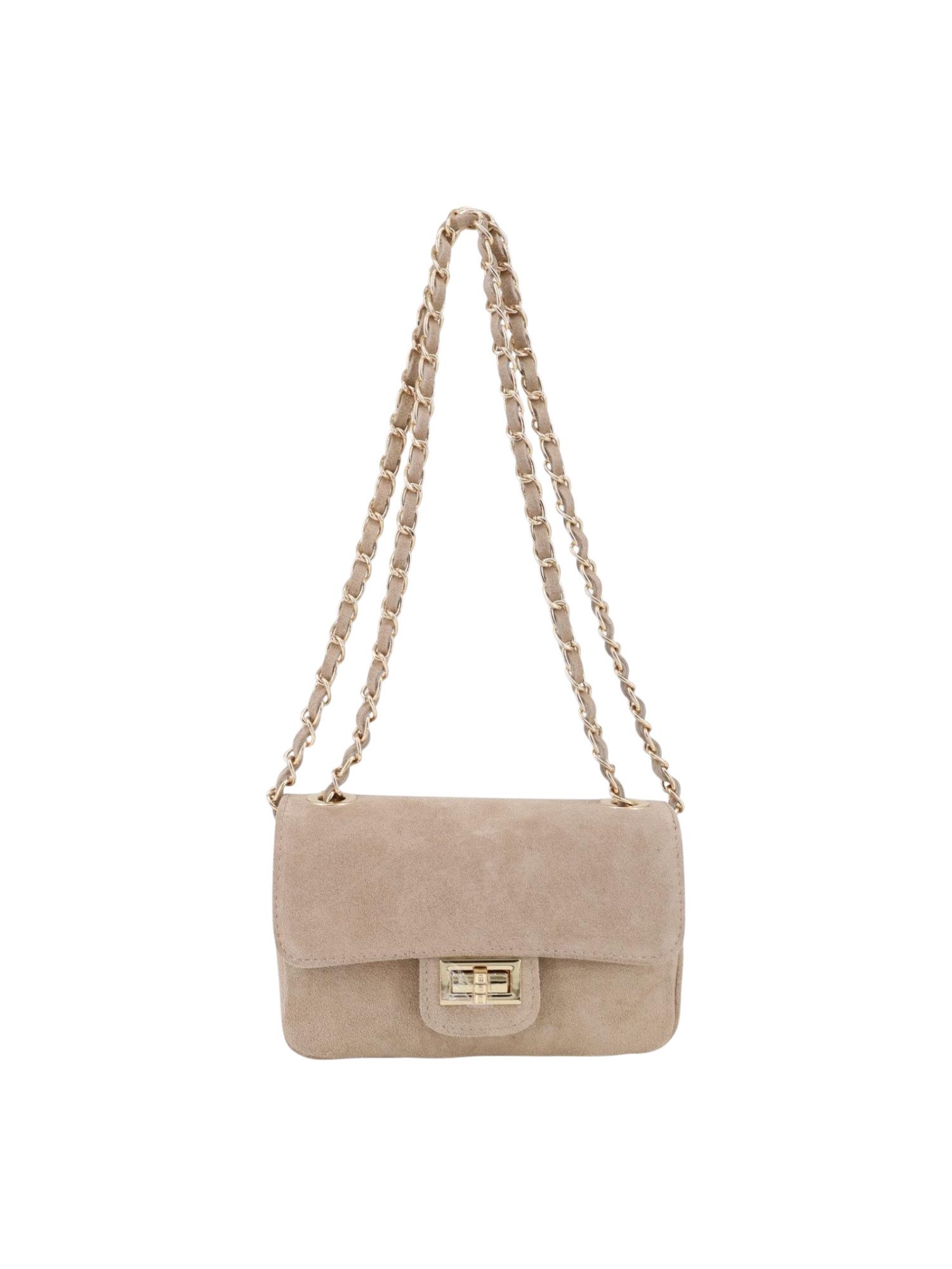 BRISE TASCHE Umhängetasche Kompakte Wildleder-Crossbody mit Kettenriemen, 100 % echtes Wildleder, kompakte Form, Reißverschluss-Innentasche