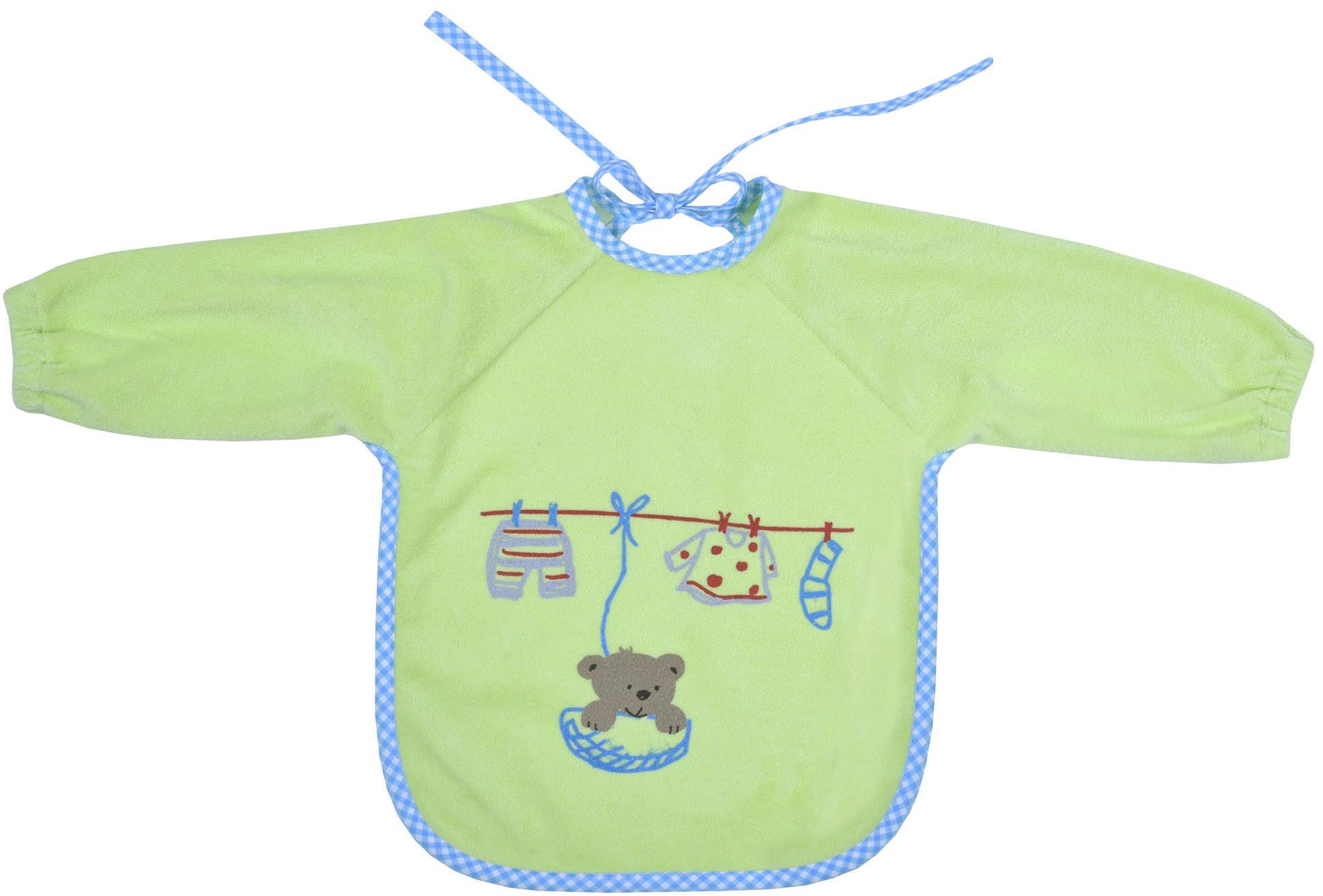 Wörner Lätzchen Teddy limone Ärmellätz beschichtet, (1-St), mit Ärmeln, beschichtet, schützt vor durchnässen