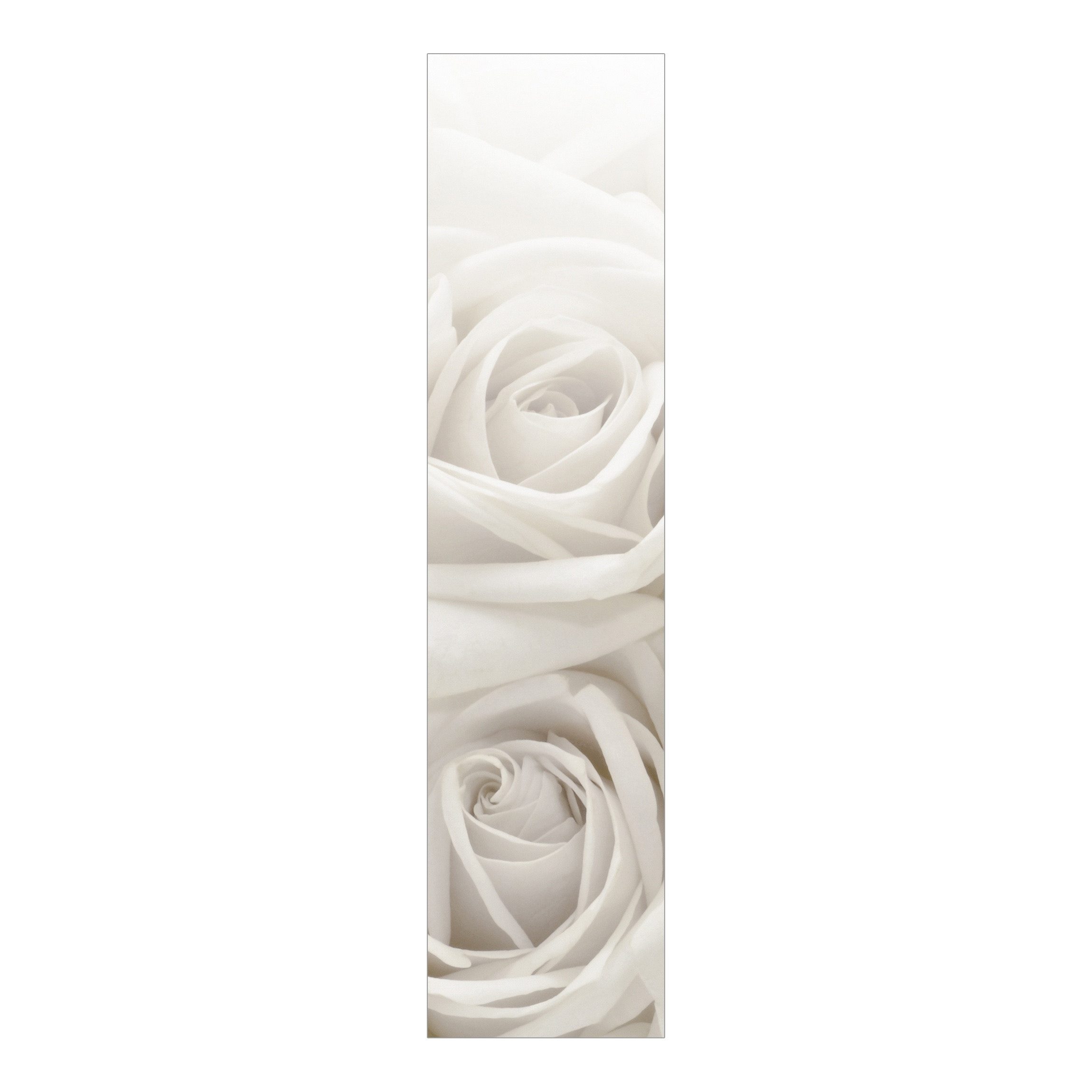 Bilderdepot24 Schiebegardine modern Flächenvorhang blickdicht Weiße Rosen (1 St), halbtransparent, Wohnzimmer große Flächengardine lichtdurchlässig für Klemm-System