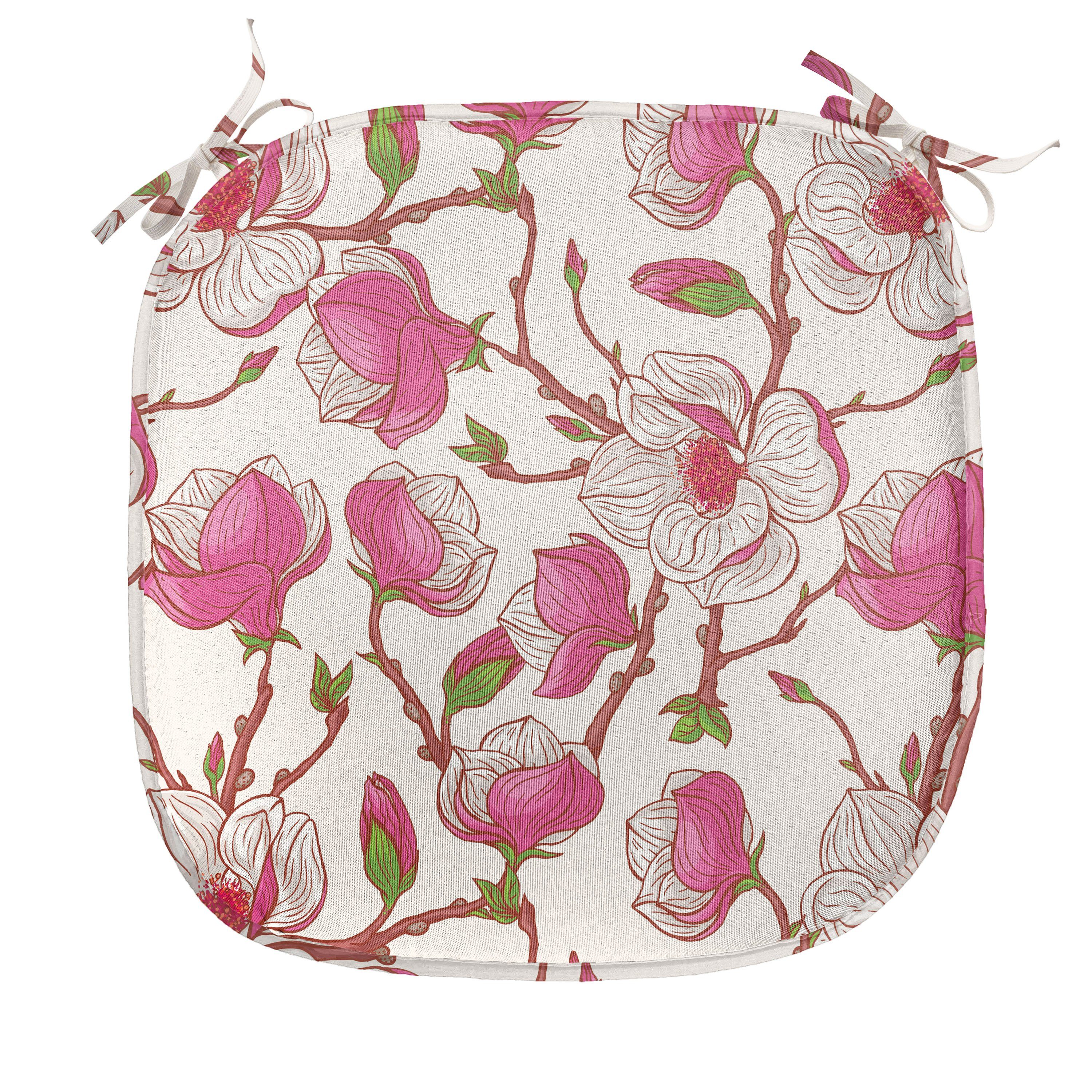 Blume Dekoratives Küchensitze, Riemen Abakuhaus Garden Stuhlkissen Kissen Pink Magnolia mit für wasserfestes