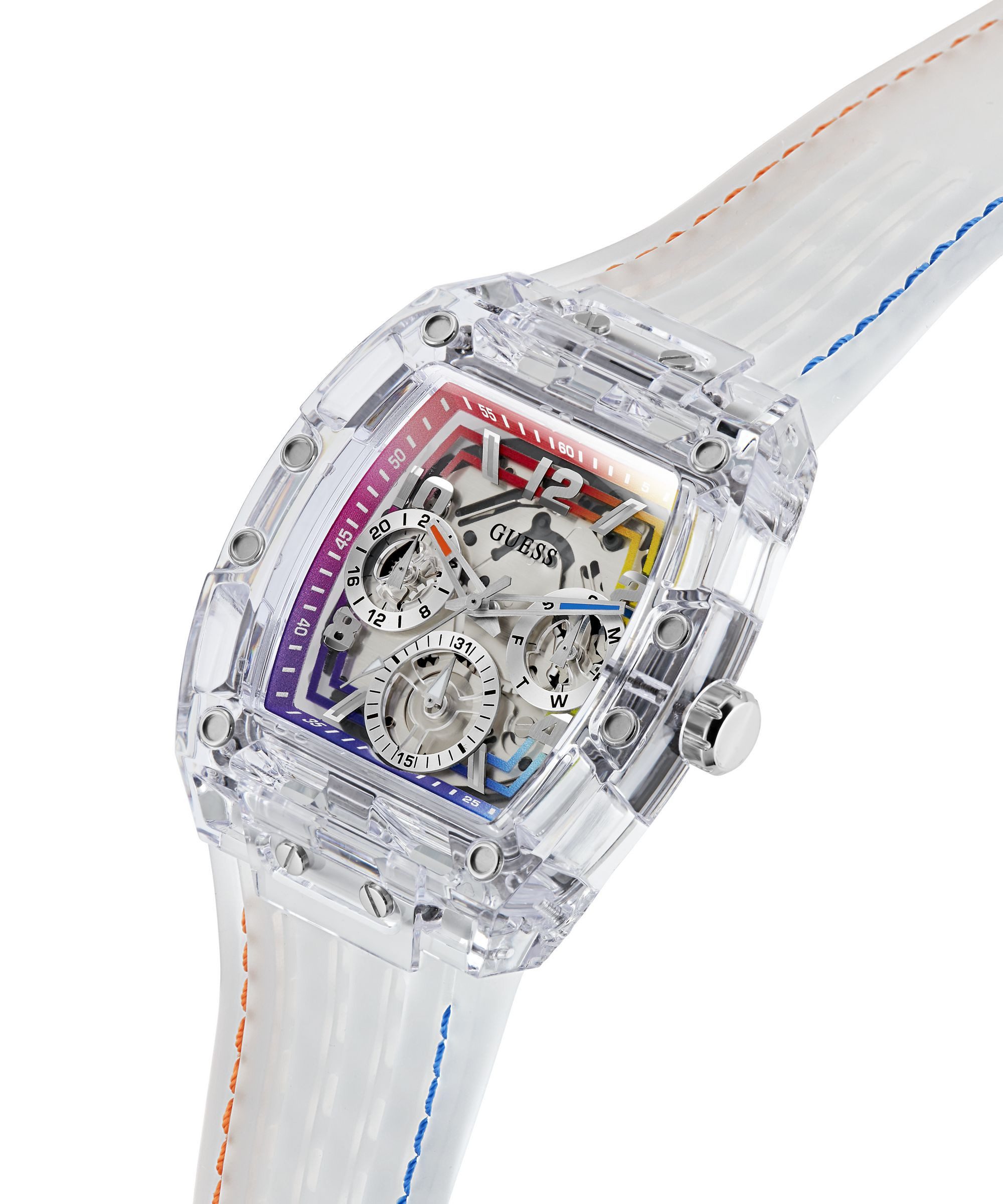 Guess Multifunktionsuhr PHOENIX GW0499G13, Quarzuhr, Armbanduhr, Herrenuhr, Silikonarmband, analog, Wochentag