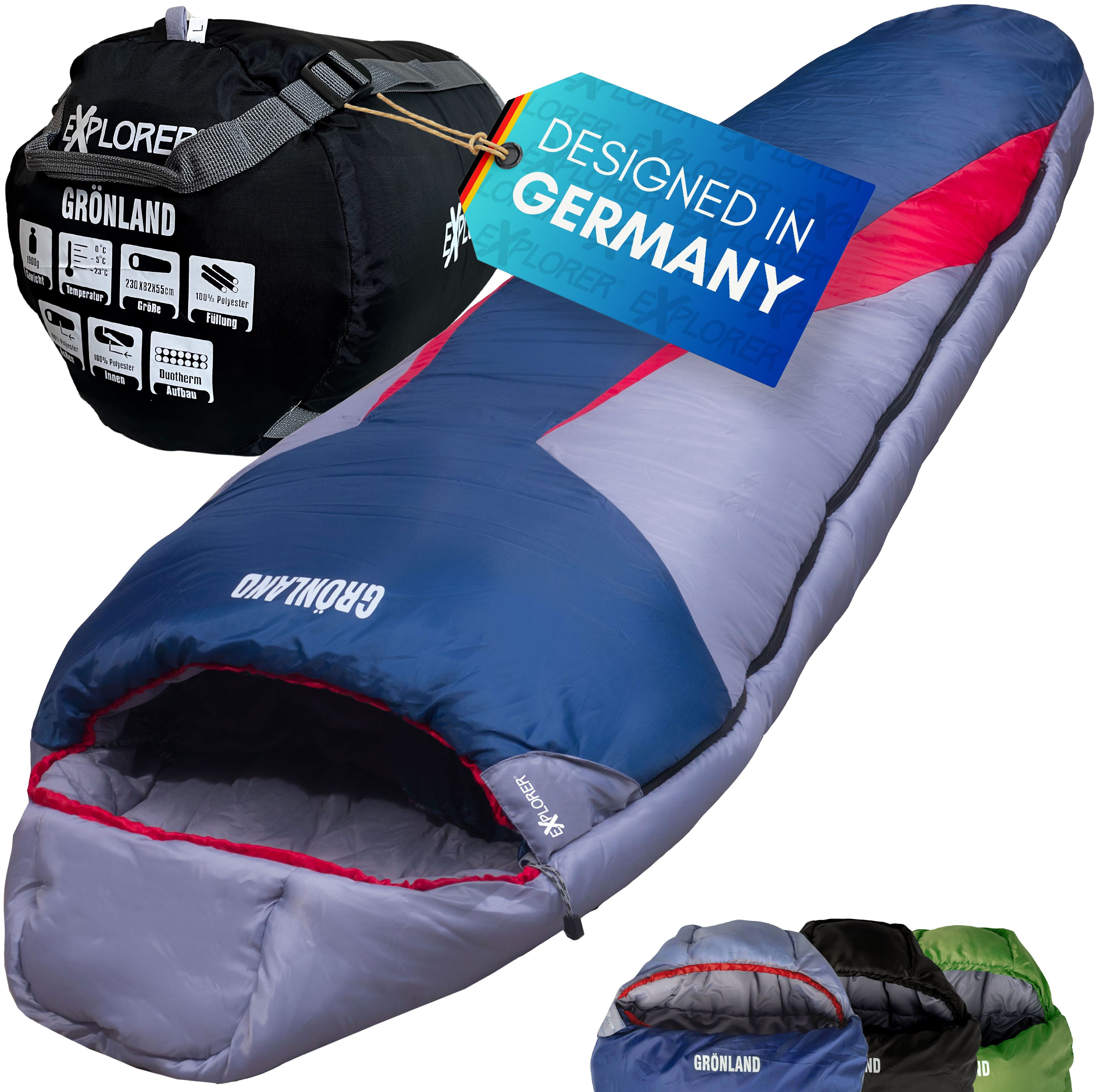EXPLORER Mumienschlafsack Grönland Camping Schlafsack 230x82x55cm Outdoor w günstig online kaufen