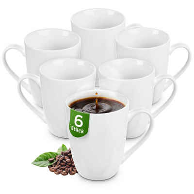 KONZEPT Becher Kaffeebecher aus Porzellan 300 ml 6-tlg. Set Teetassen in Weiß, Zum Bemalen