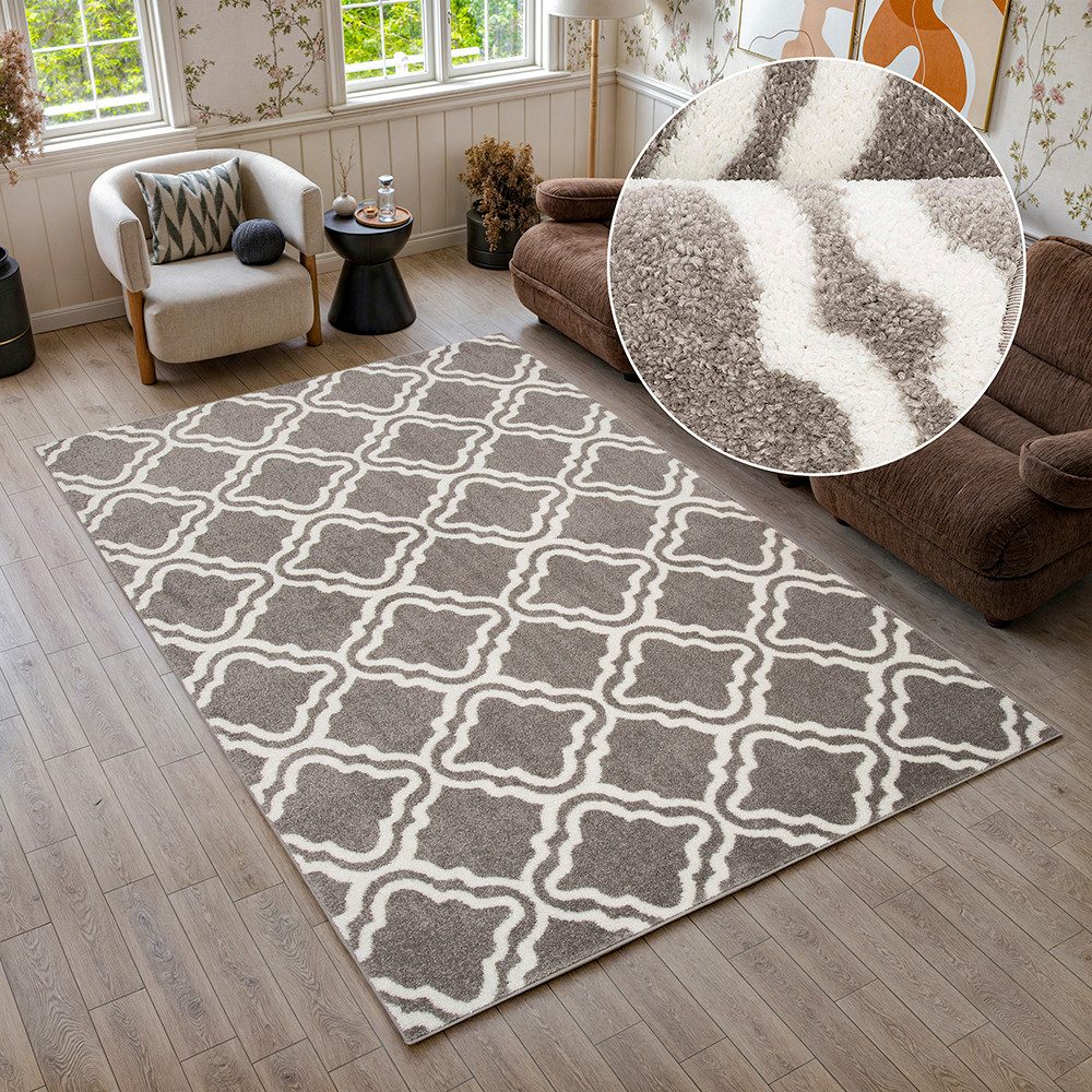 my home Teppich Debora, rechteckig, Höhe: 13 mm, Kurzflor Teppich, gemustert, geometrisches Design, weich