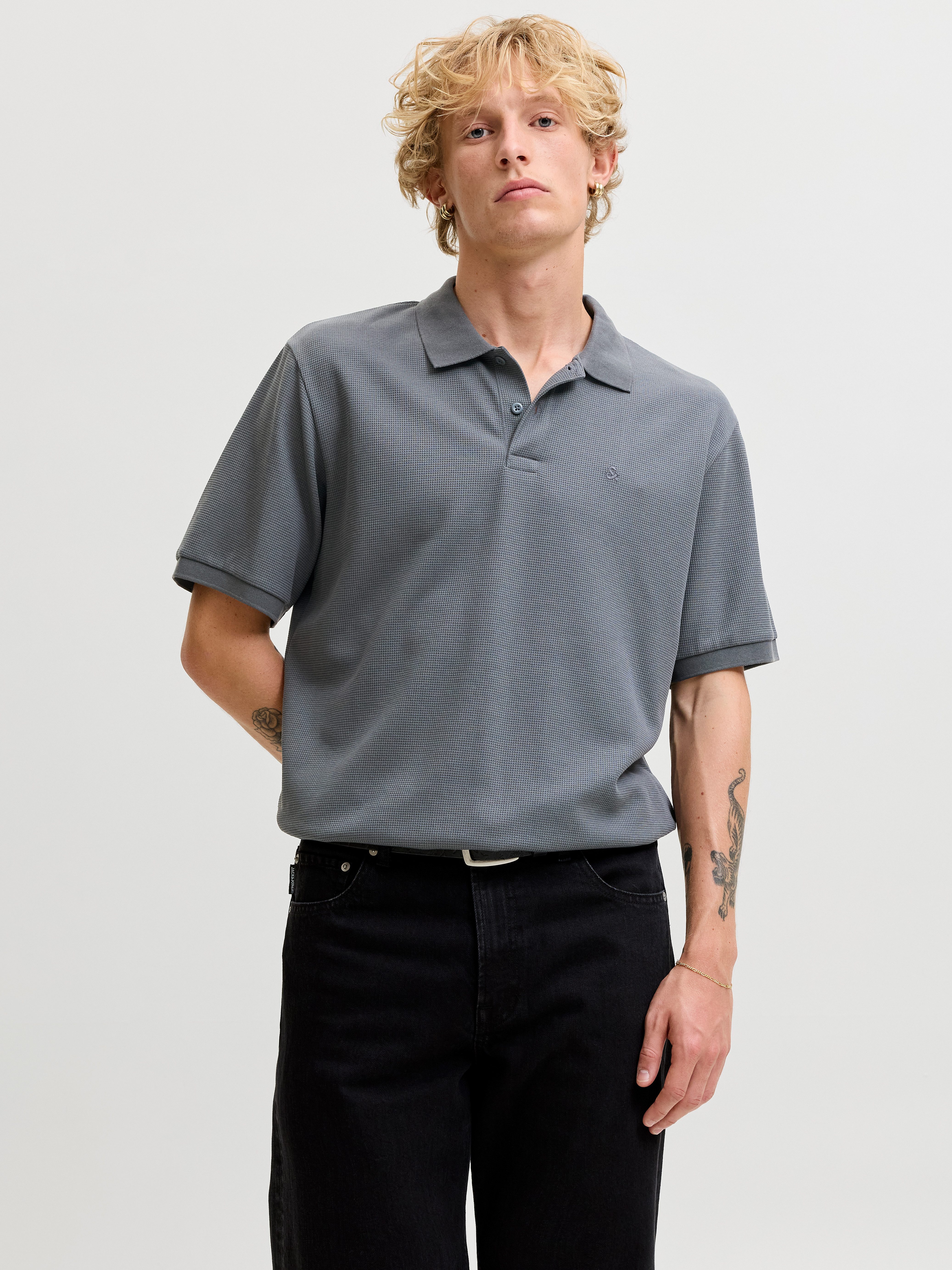 Jack & Jones Poloshirt JJEAUSTIN POLO SS NOOS Materialmix, regular fit