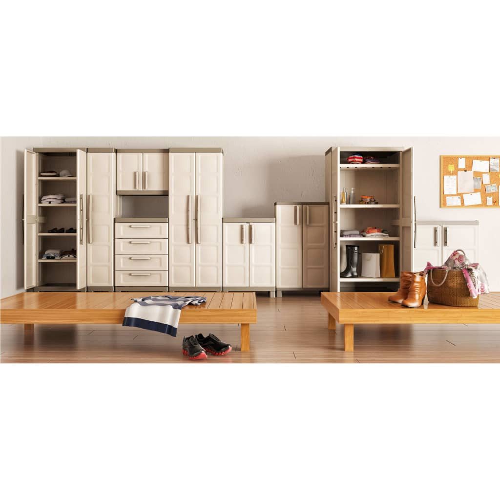 Keter Fächerschrank Lagerschrank Excellence Niedrig Beige und Taupe 97 cm (1-St)