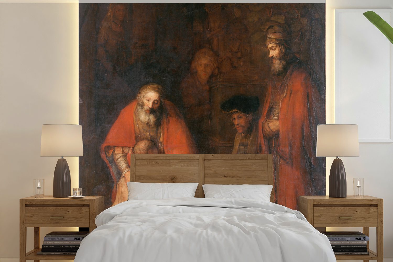 MuchoWow Fototapete Die Rückkehr des verlorenen Sohnes - Gemälde von Rembrandt van Rijn, Matt, bedruckt, (5 St), Vinyl Tapete für Wohnzimmer oder Schlafzimmer, Wandtapete