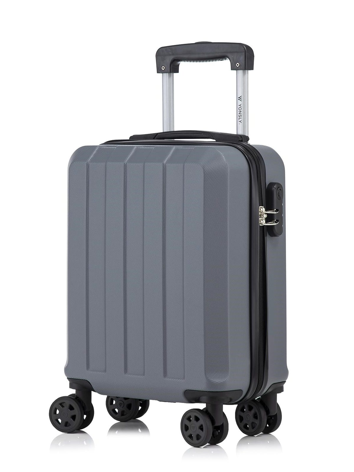 YONSLY Koffer Reisekoffer Trolley Rollkoffer Hartschalenkoffer Größenwahl aus ABS, 4 Rollen, Zahlenschloss 360°-Doppelrollen weicher Gummigriff Aluminium-Elemente