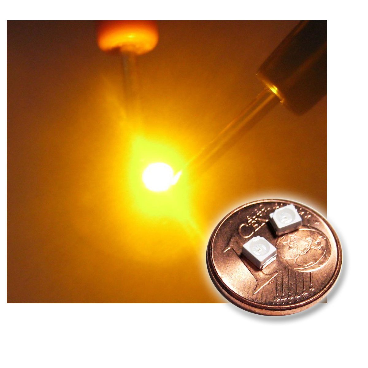 world-trading-net Modellbausatz 10 SMD LED PLCC-2 3528 GELB Typ "WTN-PLCC2-500ge"