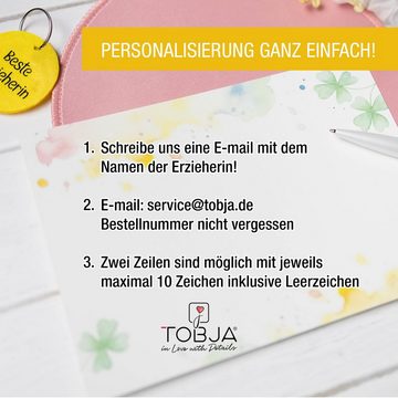 TOBJA Grußkarte Abschiedsgeschenk Erzieherin personalisiert Geschenk Kita, Danke Karte Schlüsselanhänger Geschenkumschlag