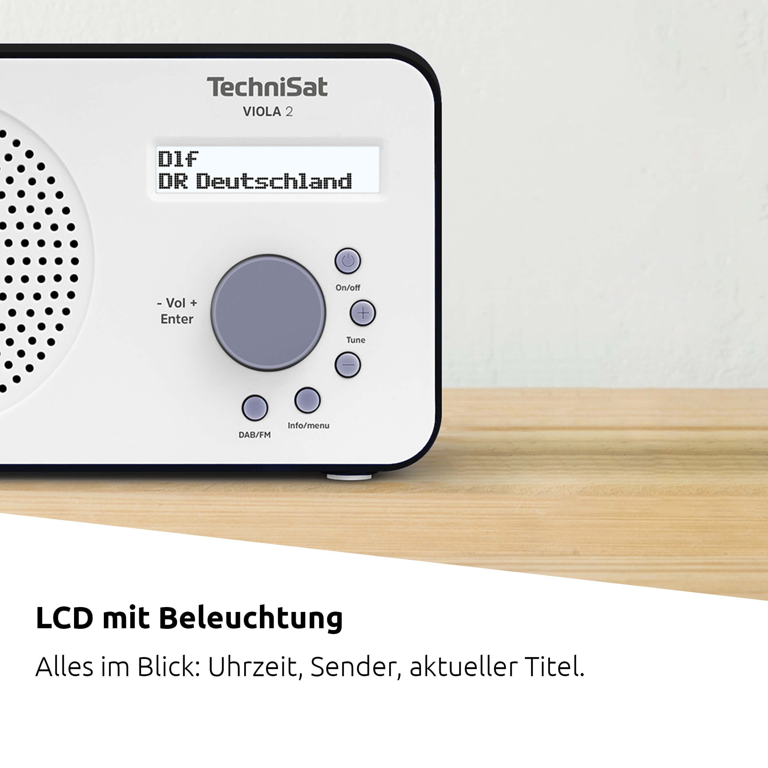 TechniSat VIOLA 2 Digitalradio (DAB) (Digitalradio (DAB), FM-Tuner mit RDS, 1 W, Beleuchtetes LC-Display, Netz- und Batteriebetrieb, Kopfhöreranschluss)