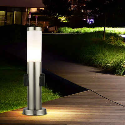 etc-shop LED Außen-Stehlampe, Leuchtmittel inklusive, Warmweiß, Außenleuchte mit Steckdose 45cm Stromsäule Garten mit Lampe