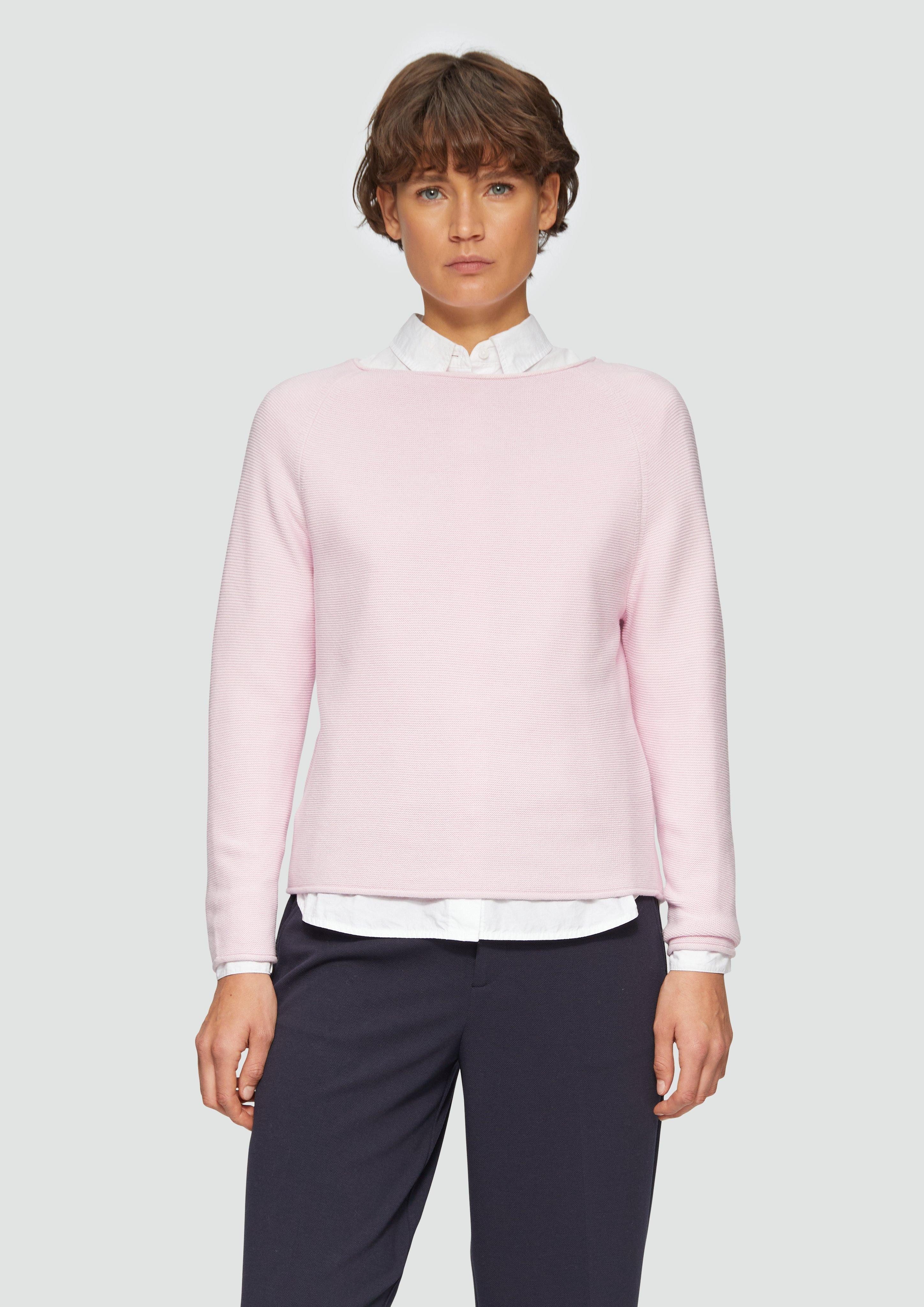 Strickpullover Strickpullover mit U-Boot-Ausschnitt und Rollsaum