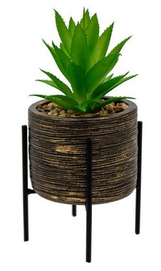 Kunstpflanze 3er SET künstliche Pflanze Grünpflanze im Deko Topf Sukkulente, Centi, Höhe 25 cm, Dekotopf mit Metallfüßen aus Zement 10x25cm