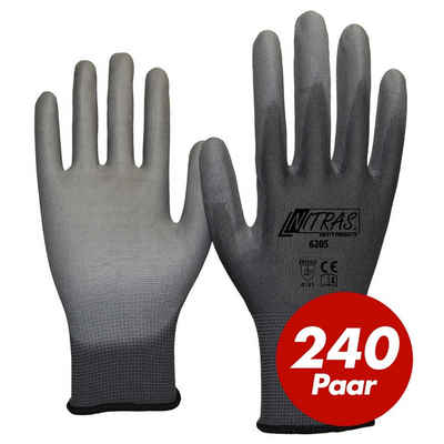 Nitras Nitril-Handschuhe NITRAS 6205 Nylon Strickhandschuh grau, Feinmontage Garten - 240 Paar (Spar-Set)