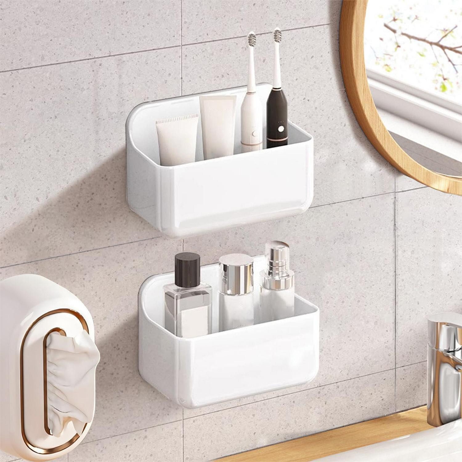 LuxusKollektion Duschablage Duschablage 2er Set Klein Weiss ohne Bohren, 2-tlg.