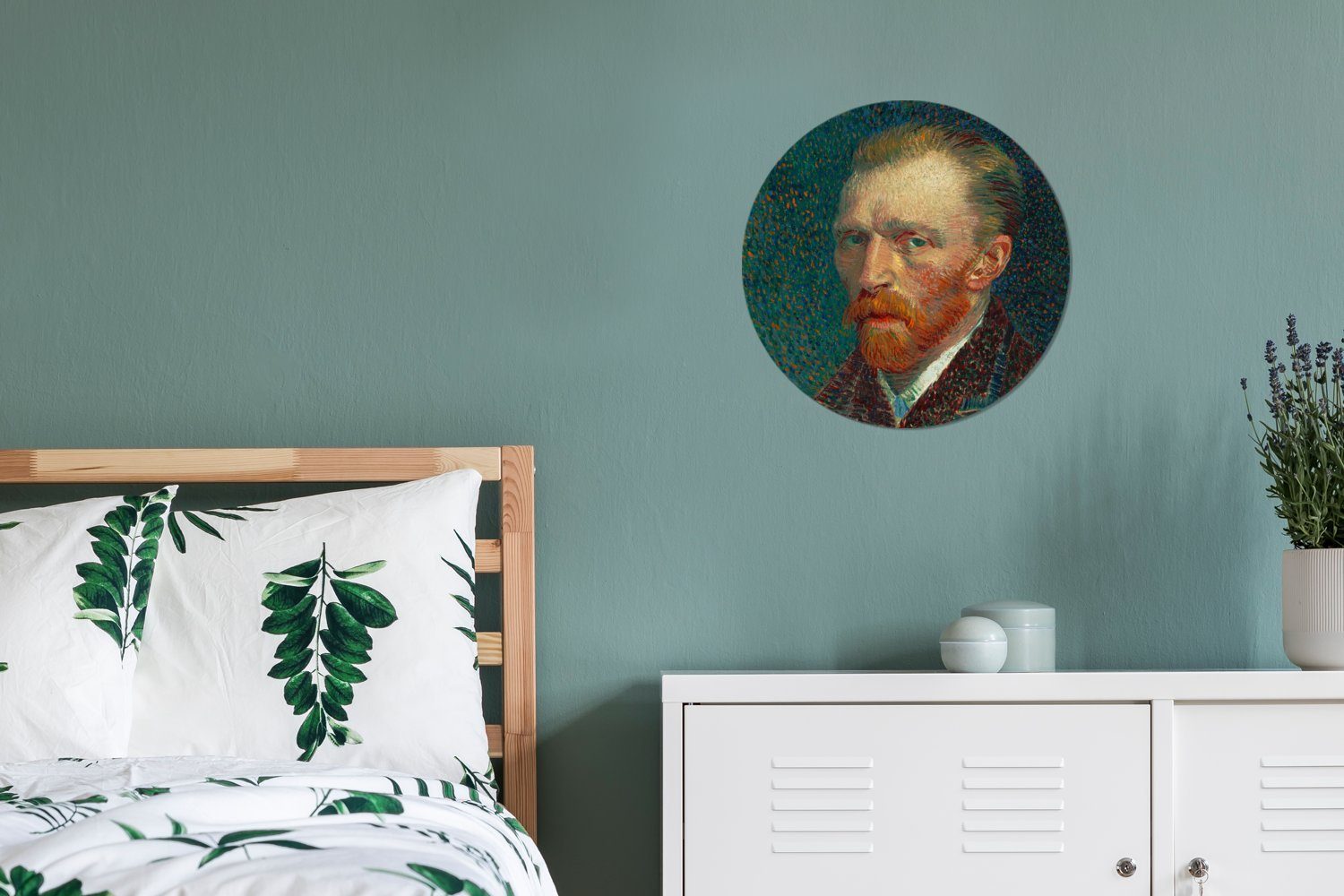 Selbstporträt Wandsticker (1 Wohnzimmer Gemälde Kinderzimmer, Gogh Rund, Tapetenaufkleber, - van Tapetenkreis MuchoWow St), Vincent für von
