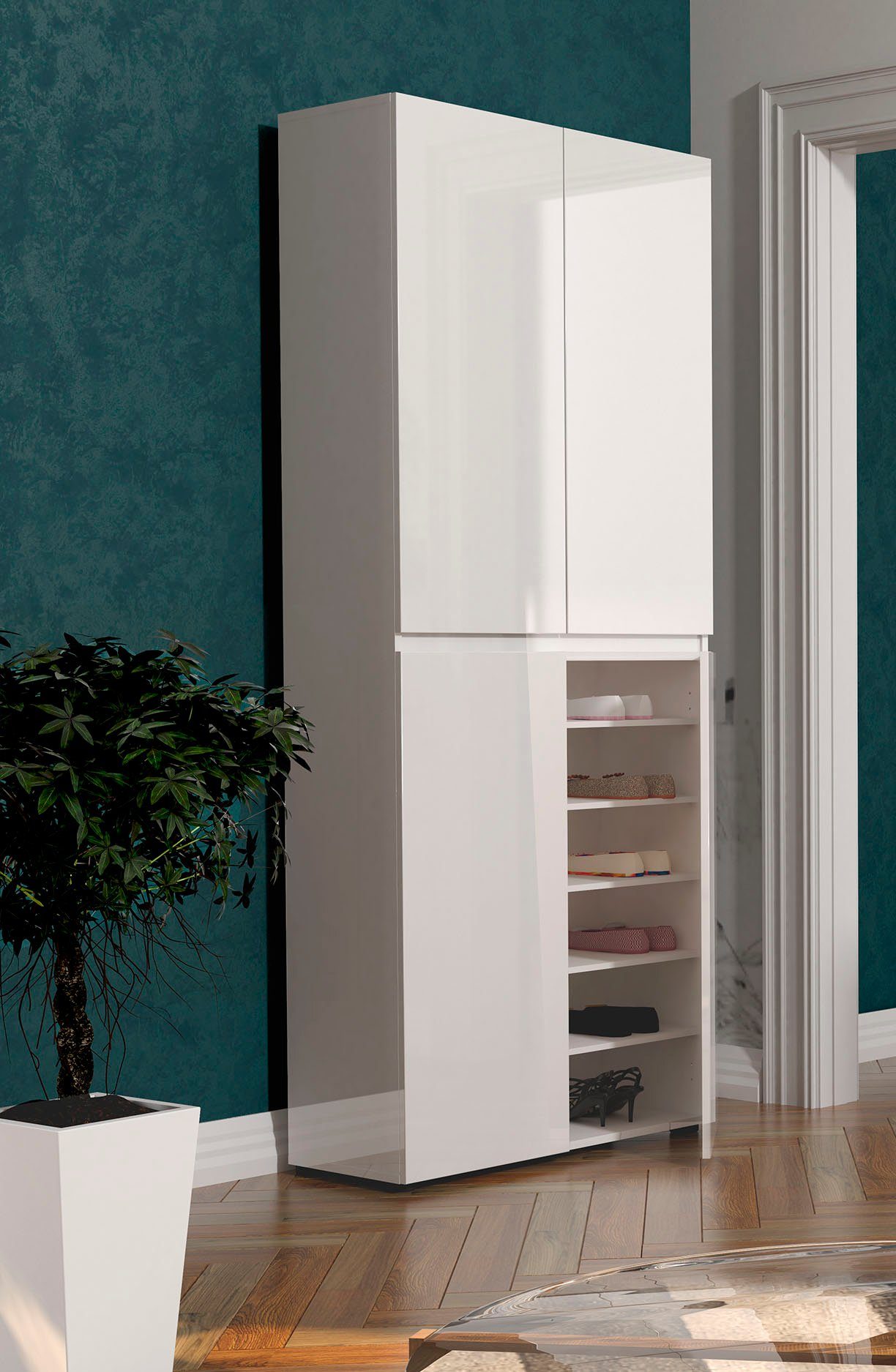 möbelando Schuhschrank Glossy 80 x 200 x 34 cm (B/H/T)