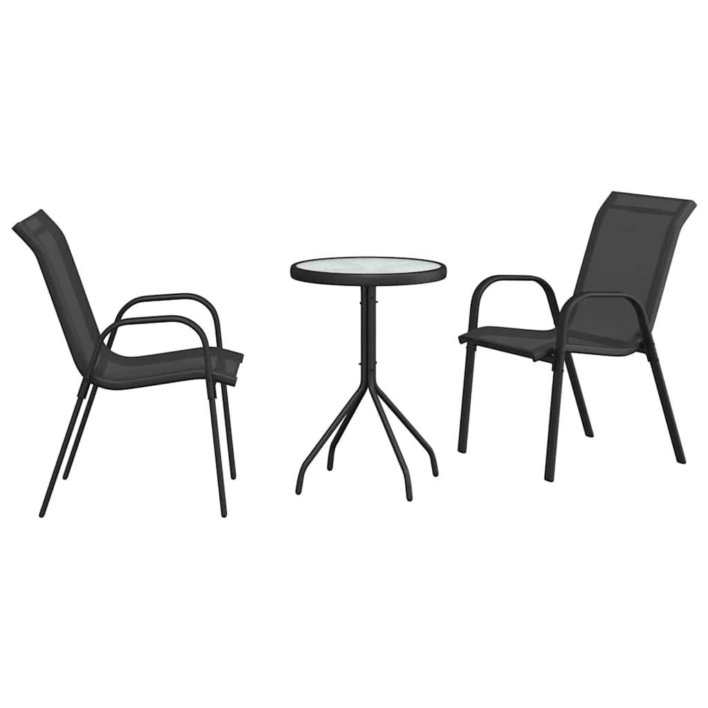 vidaXL Gartenlounge-Set Garten Bistro Set 3 pcs Schwarz Stahl, (3-tlg)