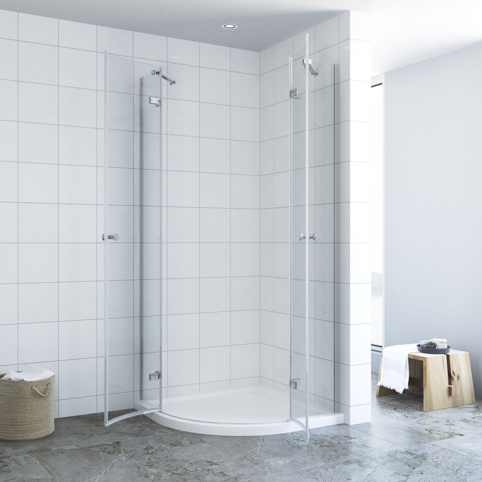 AQUABATOS Runddusche Viertelkreis Duschkabine Schwarz 80x80 günstig online kaufen