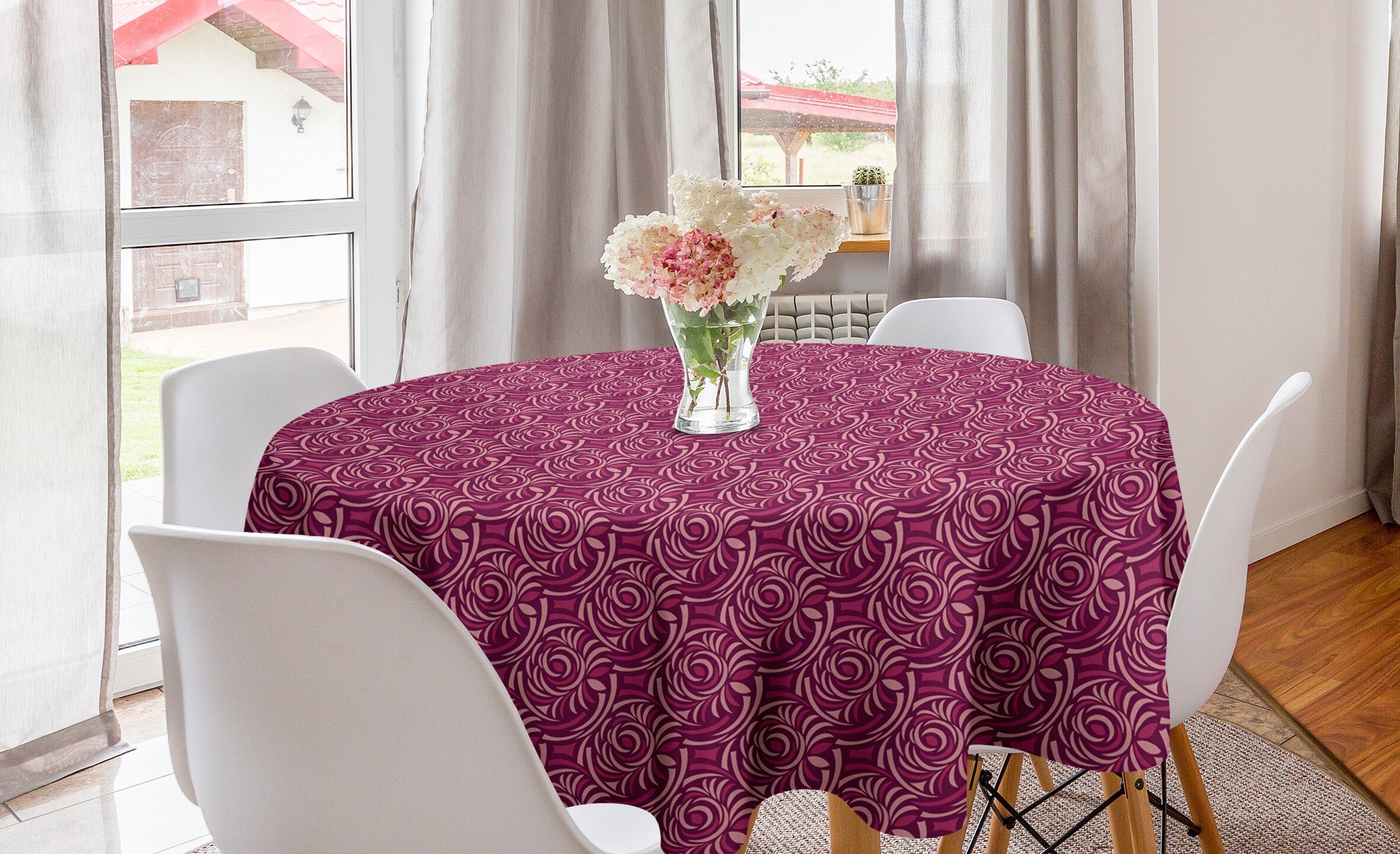 Abakuhaus Tischdecke Kreis Tischdecke Abdeckung für Dekoration, Rosen Blumen Weibliche Esszimmer Abstrakt Küche