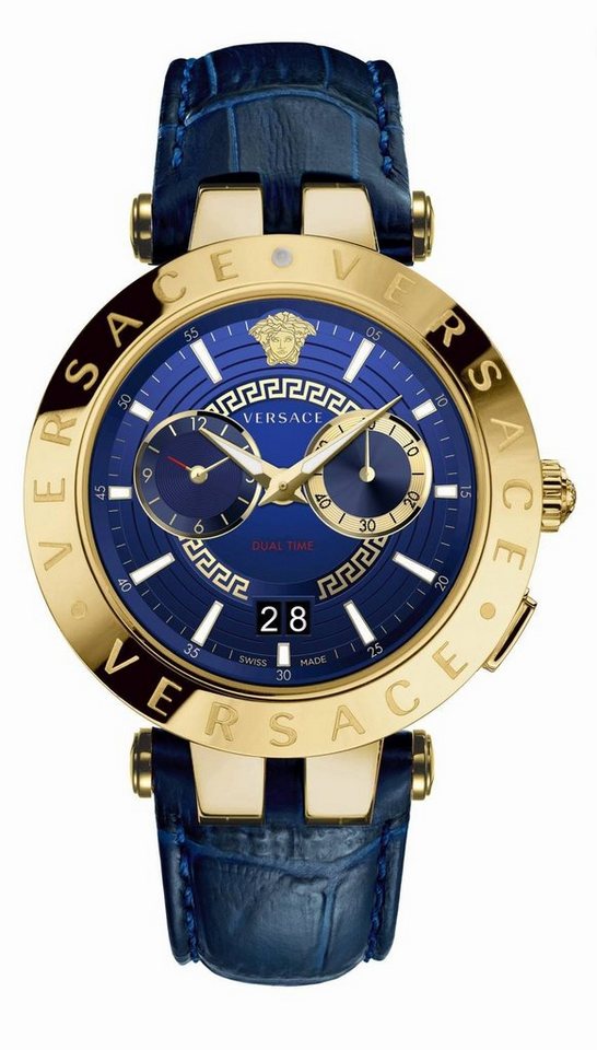 Versace Schweizer Uhr V-Race, Das Gehäuse ist aus Edelstahl und der  Durchmesser ist ca. 46