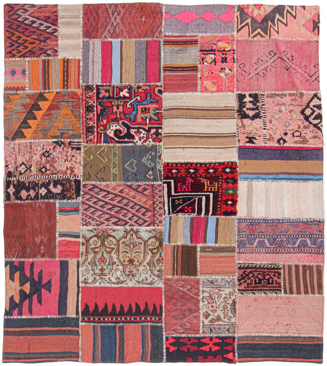 Orientteppich Kelim Patchwork 179x201 Handgewebter Orientteppich / Perserteppich, Nain Trading, rechteckig, Höhe: 4 mm