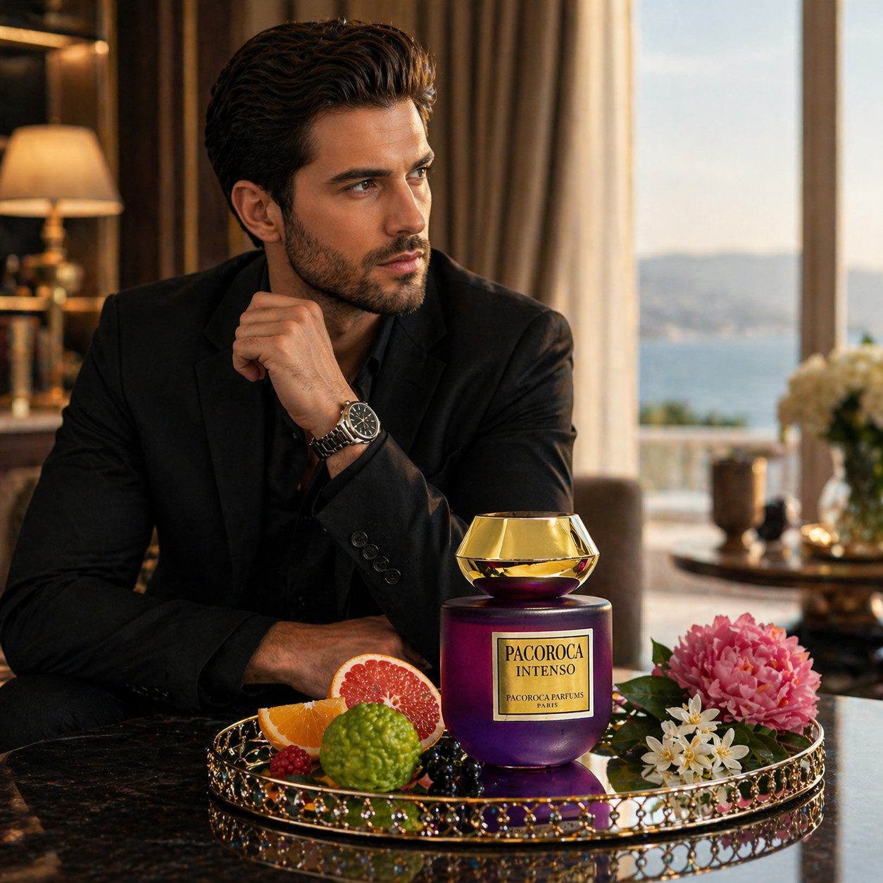 PACOROCA PARIS Eau de Parfum Pacoroca Intenso Herrenduft Fruchtig Blumen aus Paris 100 ml, Hergestellt Paris Luxuriöser Herenduft, langanhaltend, edle Verpackung