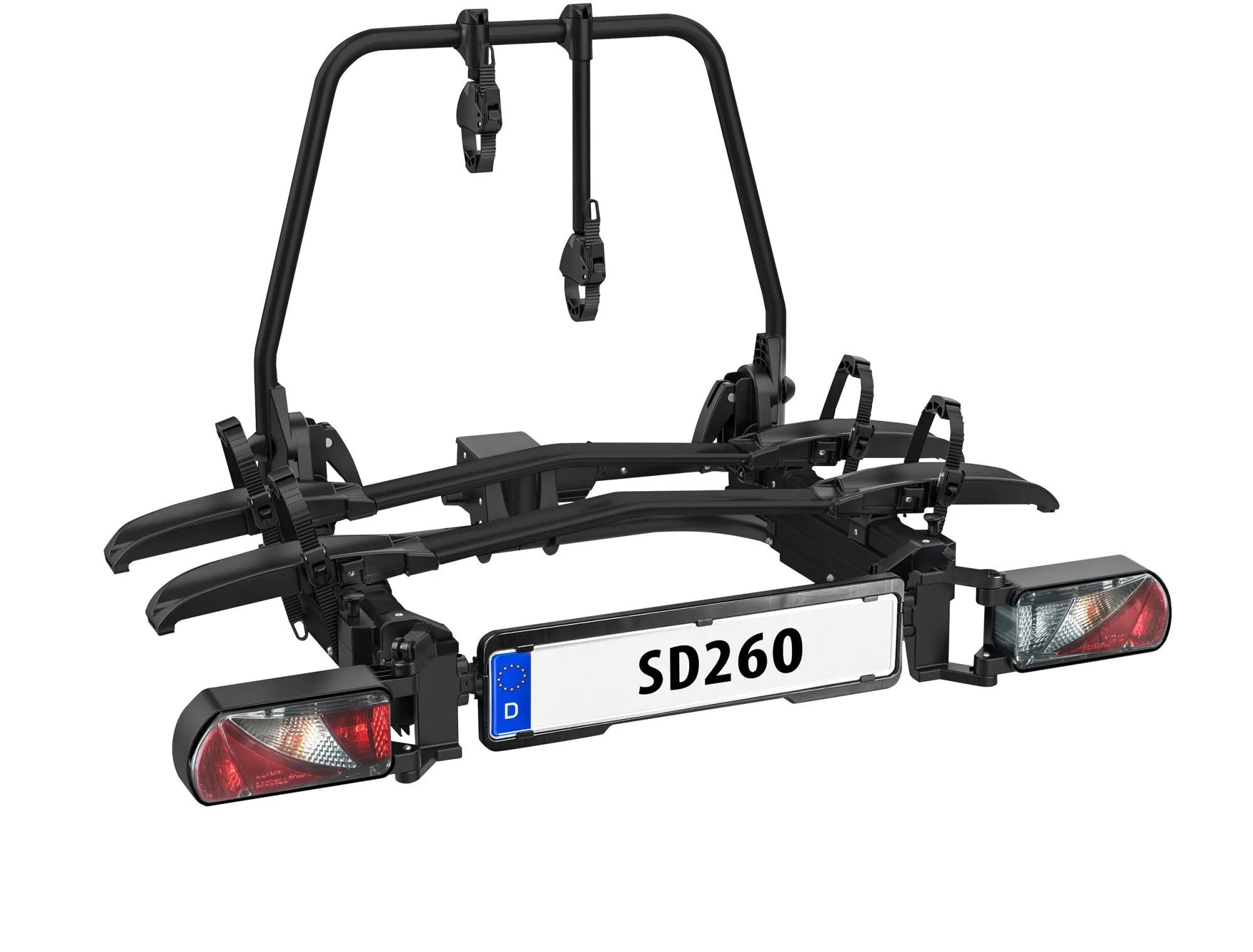 Heckfahrradträger Heckfahrradträger SD260 Fahrradträger Ausziehbar, 2 Räder, Black, Wohnmobile, Kastenfahrzeuge mit Flügeltüren, für E-bike geeignet