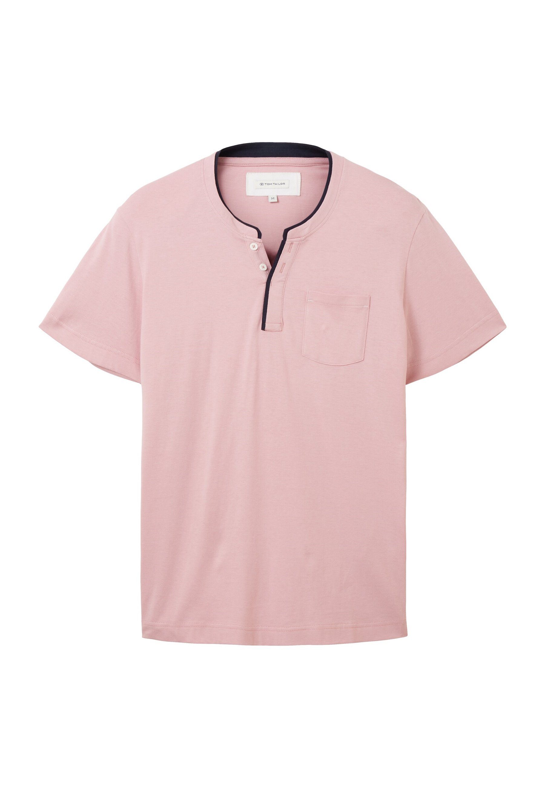 TOM TAILOR Henleyshirt T-Shirt Kurzarmshirt Henley (1-tlg) pink