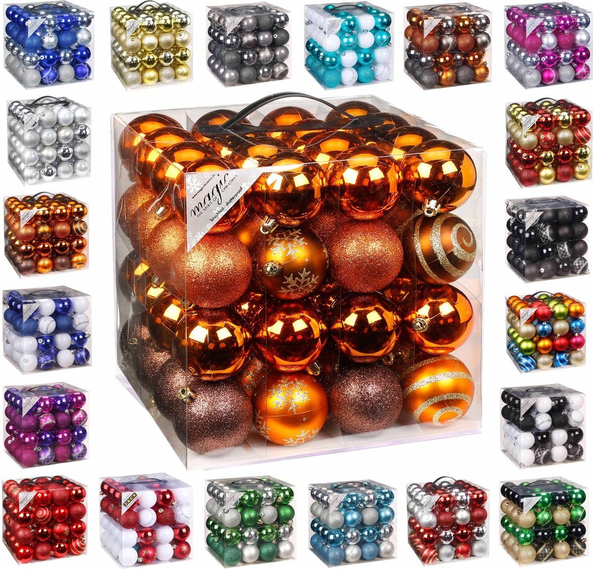 JACK Christbaumschmuck 64x Kunststoff Christbaumkugeln Ø 6cm Baum Kugeln in günstig online kaufen