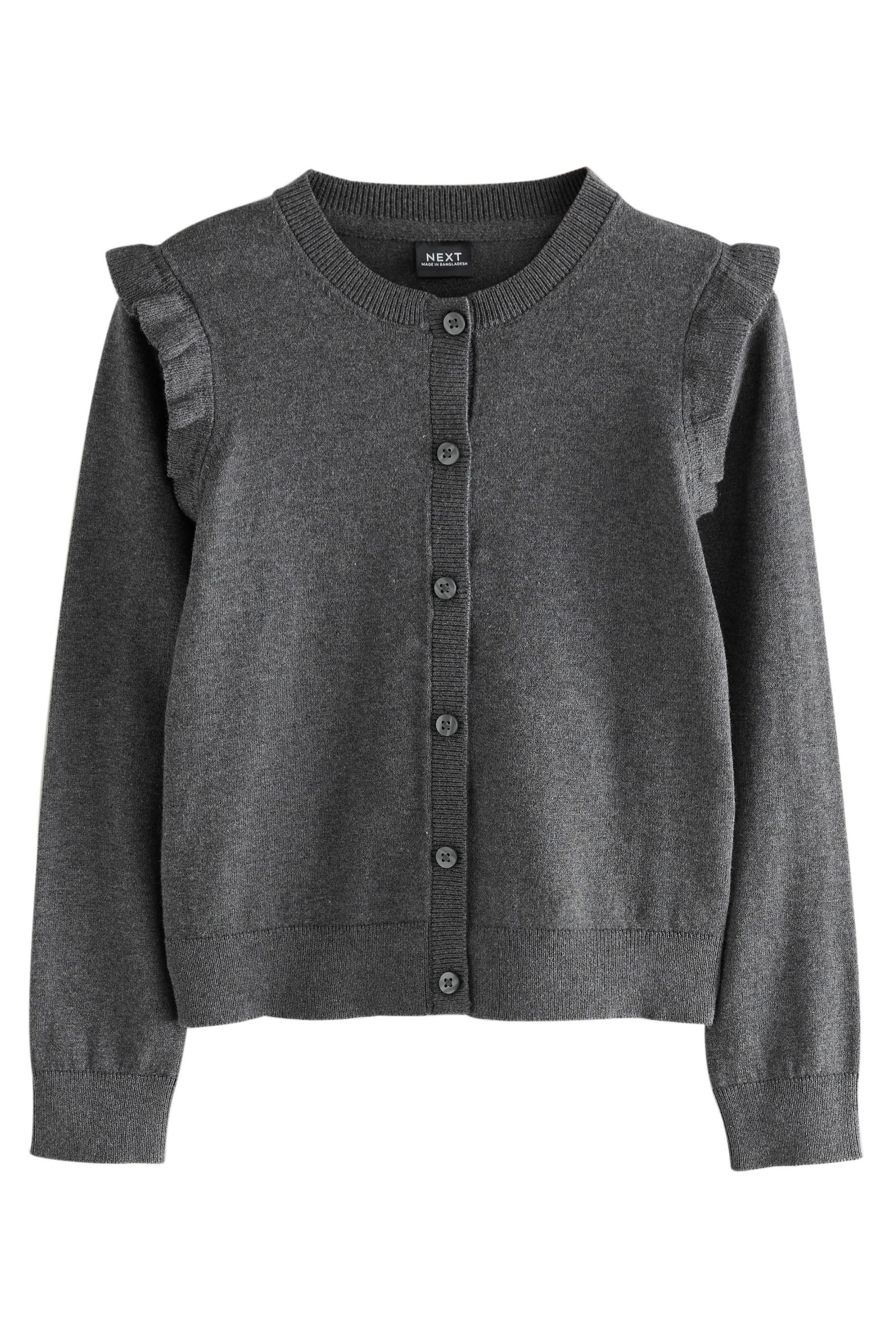 Next Strickjacke Schul-Strickjacke mit gerüschten Schultern (1-tlg)