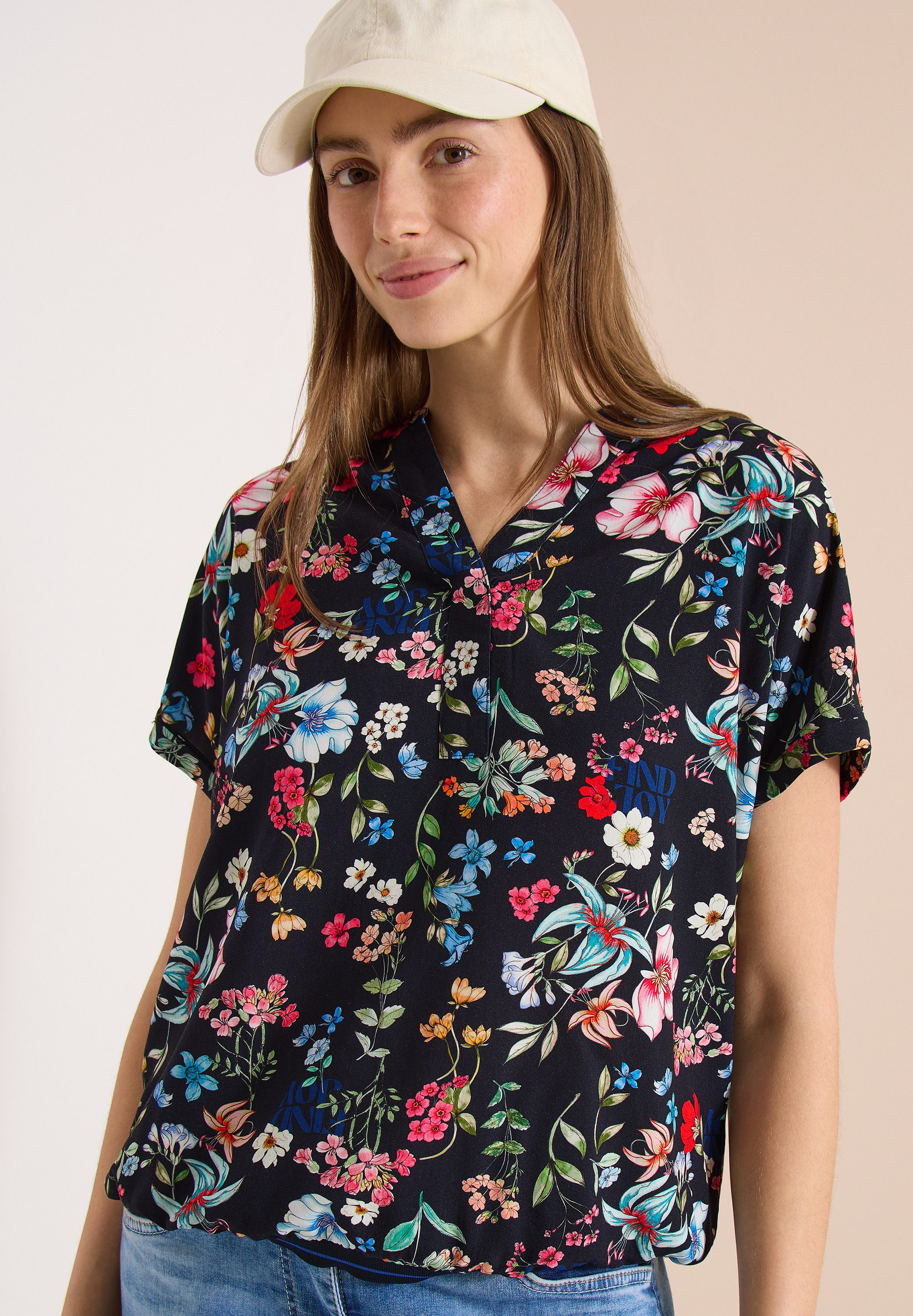 CECIL Kurzarmbluse mit Blumenmuster