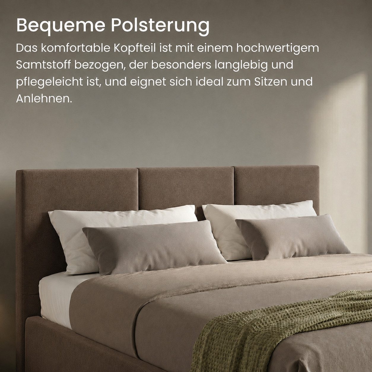 Home Collective Polsterbett Bett Doppelbett Bettgestell mit Lattenrost & Stauraum, mehrere Größen (Größen: 120x200 140x200 160x200 180x200, samtweicher Velourss – Bild 4 von 5