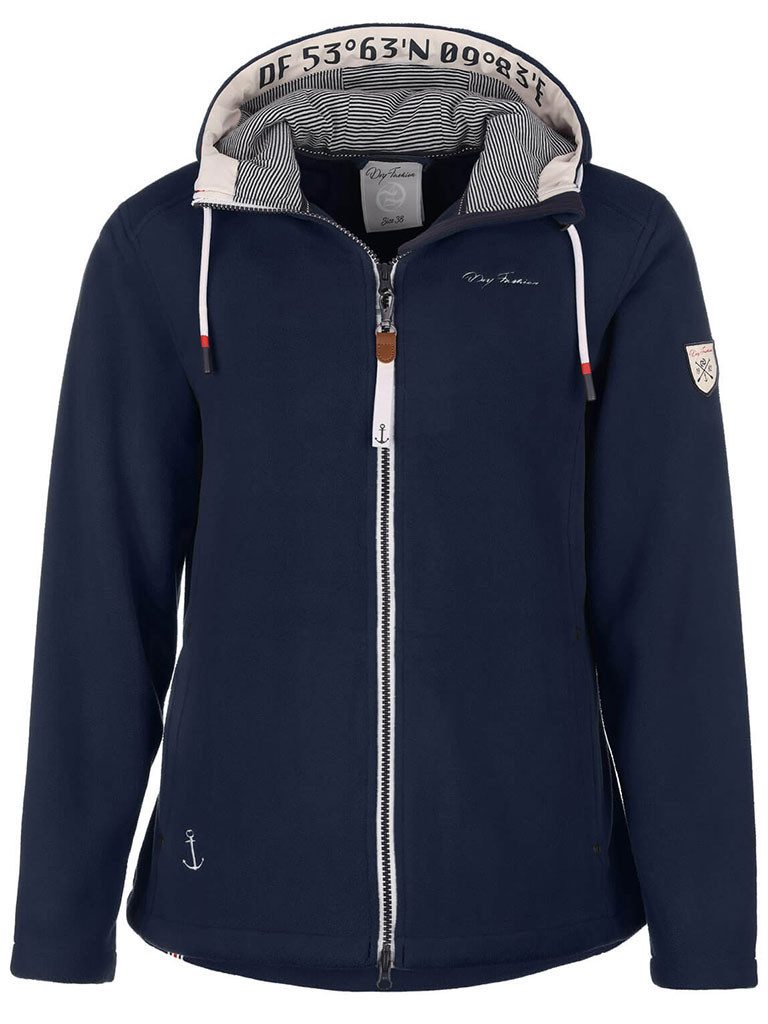 Dry Fashion Fleecejacke Damen Jacke Norden mit Kapuze - Windabweisend mit taillierten Schnitt