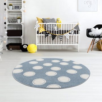 Kinderteppich Punkte rund, Kids Love Rugs, rund, Höhe: 16 mm, weicher Flor