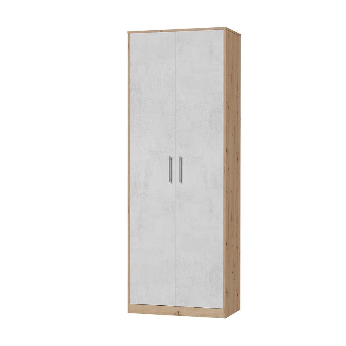 SMARTBett Drehtürenschrank SMARTBett Schrank Kleiderschrank Aktenschrank 80 cm Wildeiche/Beton