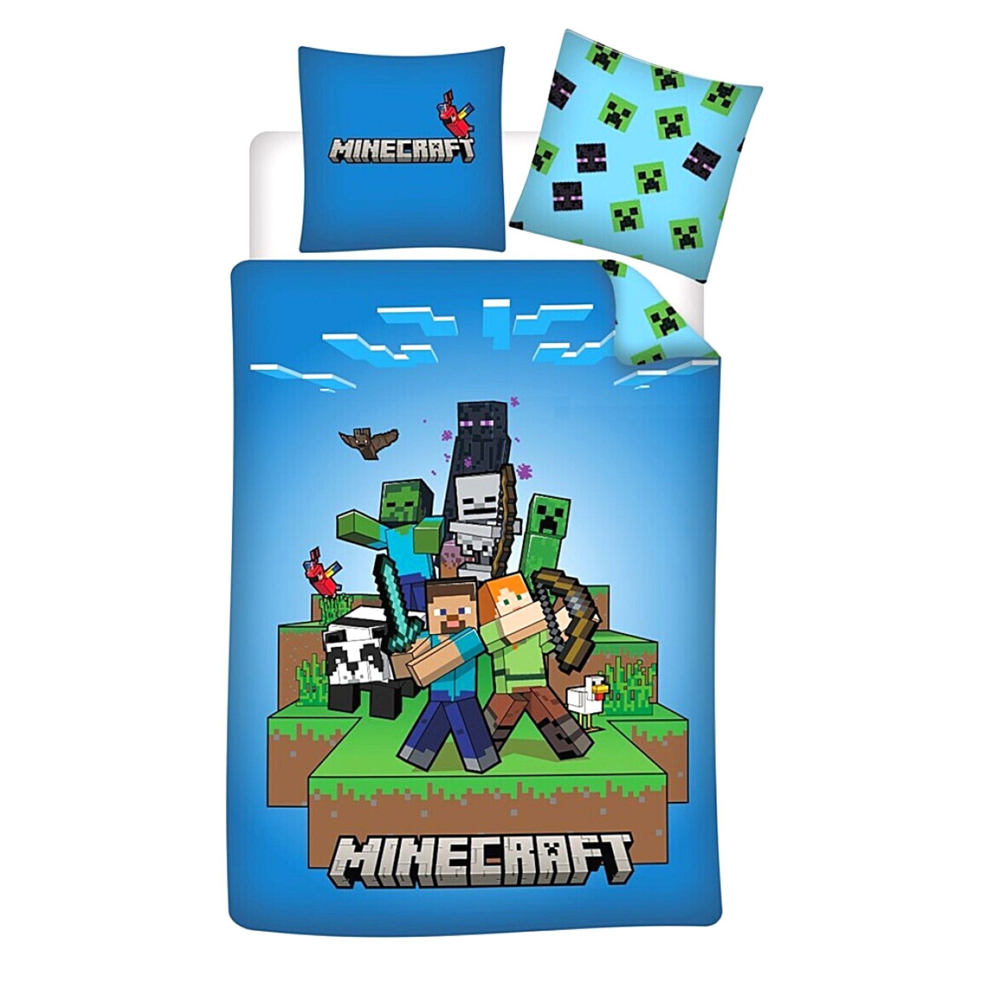 Bettwäsche, Minecraft, Mikrofaser, 2 teilig, Jungen Wendebettwäsche 135
