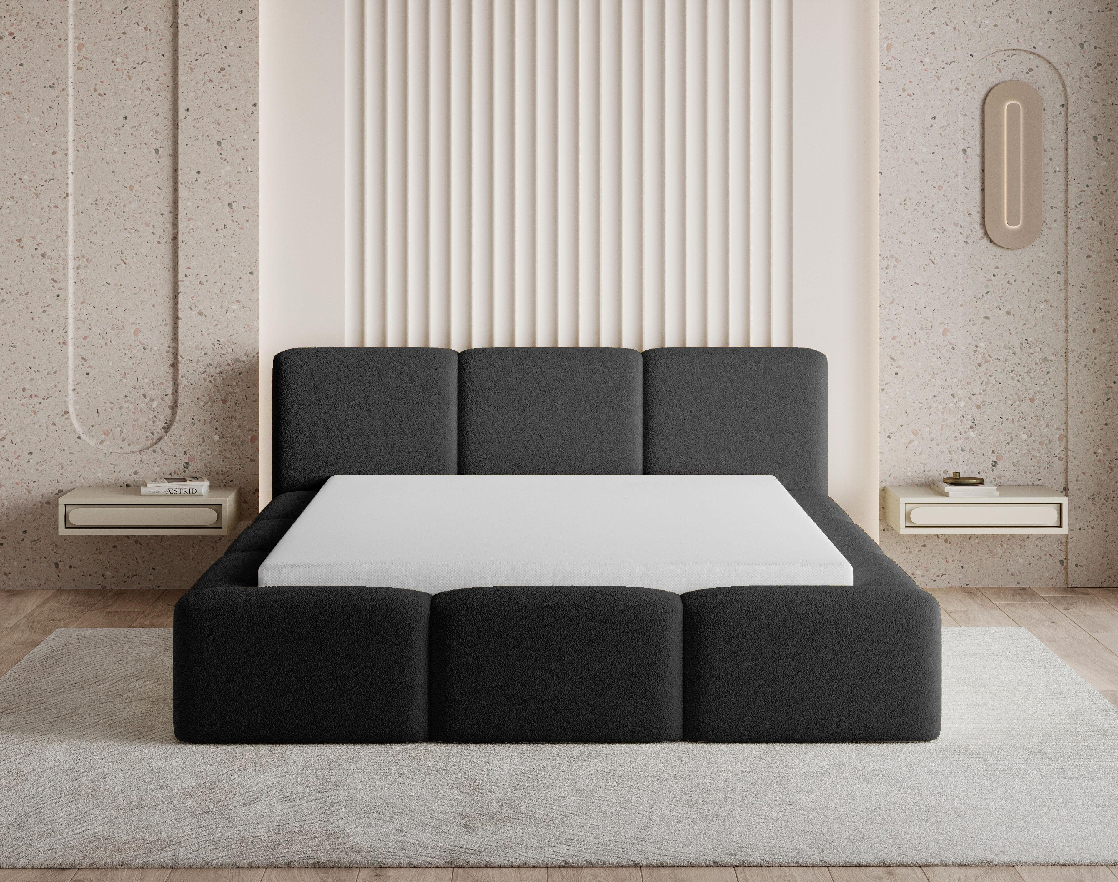 Chilly Möbel Polsterbett Bouclé Stoff mit Stauraum und Hubfunktion Holzrahmen (Boxbett ohne Matratze in vielen Farben, 140x200 160x200 180x200 200x200cm), gepolstertem Kopfteil Bettkasten modern