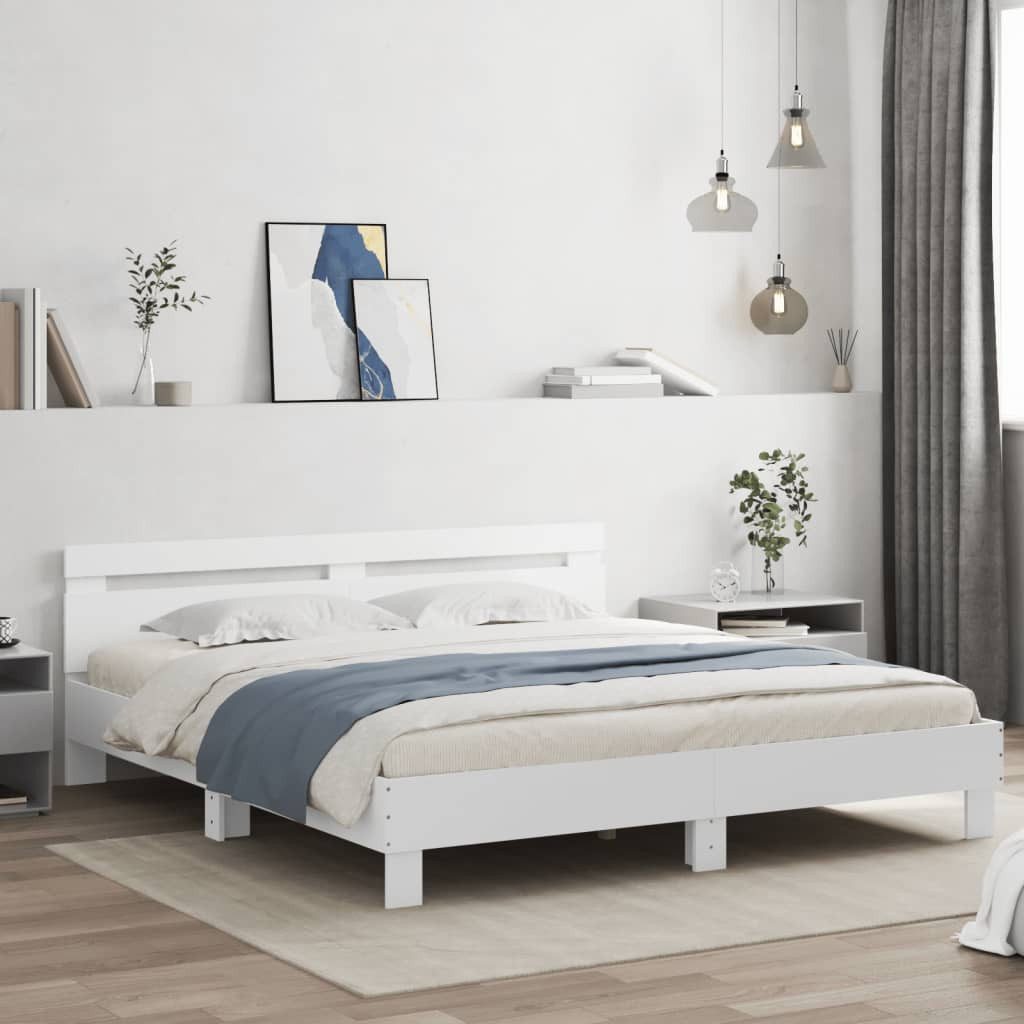 furnicato Bettgestell mit Kopfteil Weiß 160x200 günstig online kaufen